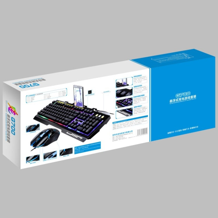 Chasing Leopard G700 USB RGB retroilluminato set mouse e tastiera da gioco ottici cablati, lunghezza cavo tastiera: 1,35 m, lunghezza cavo mouse: 1,3 m, G700 Black, G700 White