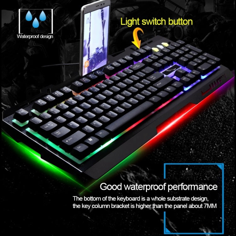 Chasing Leopard G700 USB RGB retroilluminato set mouse e tastiera da gioco ottici cablati, lunghezza cavo tastiera: 1,35 m, lunghezza cavo mouse: 1,3 m, G700 Black, G700 White