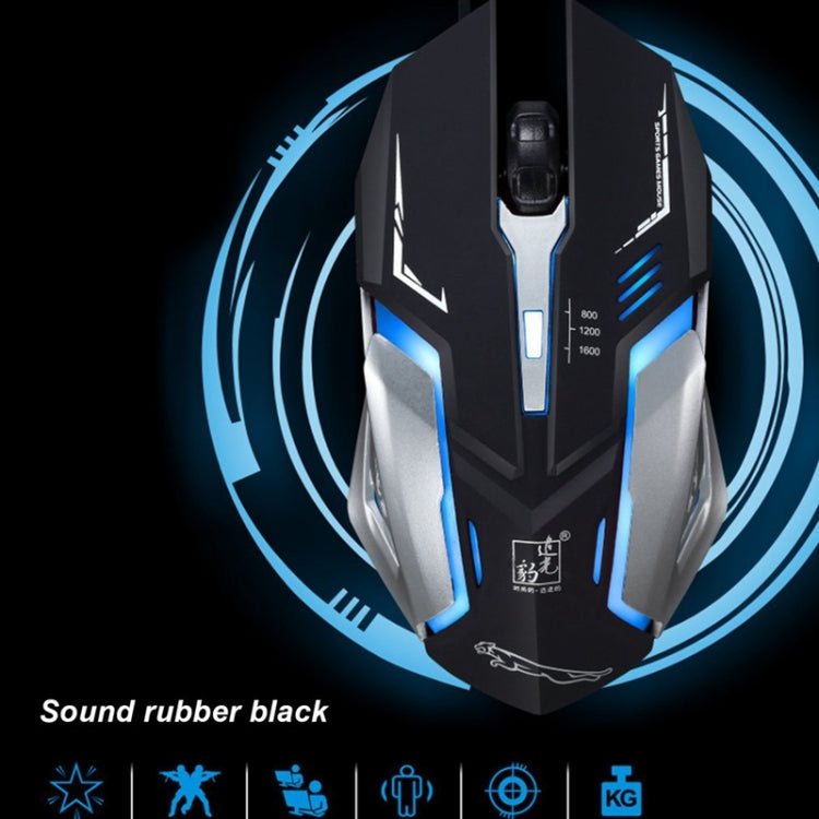 Chasing Leopard K1 USB 1600 DPI Mouse da gioco ottico cablato con retroilluminazione a LED regolabile a tre velocità, lunghezza: 1,3 m
