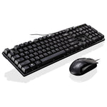 Chasing Leopard Q17 104 tasti Tastiera da ufficio con sospensione cablata USB + set mouse simmetrico cablato, Lunghezza cavo tastiera: 1,4 m, Lunghezza cavo mouse: 1,3 m, Q17 Black, Q17 White