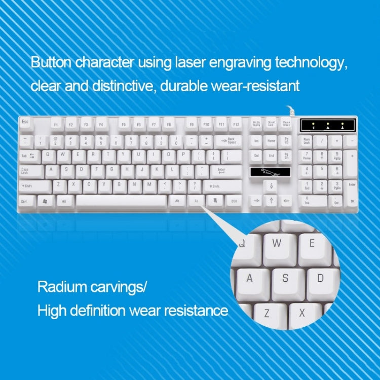 Chasing Leopard Q17 104 tasti Tastiera da ufficio con sospensione cablata USB + set mouse simmetrico cablato, Lunghezza cavo tastiera: 1,4 m, Lunghezza cavo mouse: 1,3 m, Q17 White, Q17 Black