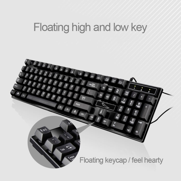 Chasing Leopard Q17 104 tasti Tastiera da ufficio con sospensione cablata USB + set mouse simmetrico cablato, Lunghezza cavo tastiera: 1,4 m, Lunghezza cavo mouse: 1,3 m, Q17 White, Q17 Black
