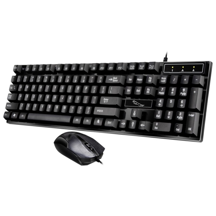 Chasing Leopard Q17 104 tasti Tastiera da ufficio con sospensione cablata USB + set mouse simmetrico cablato, Lunghezza cavo tastiera: 1,4 m, Lunghezza cavo mouse: 1,3 m, Q17 White, Q17 Black