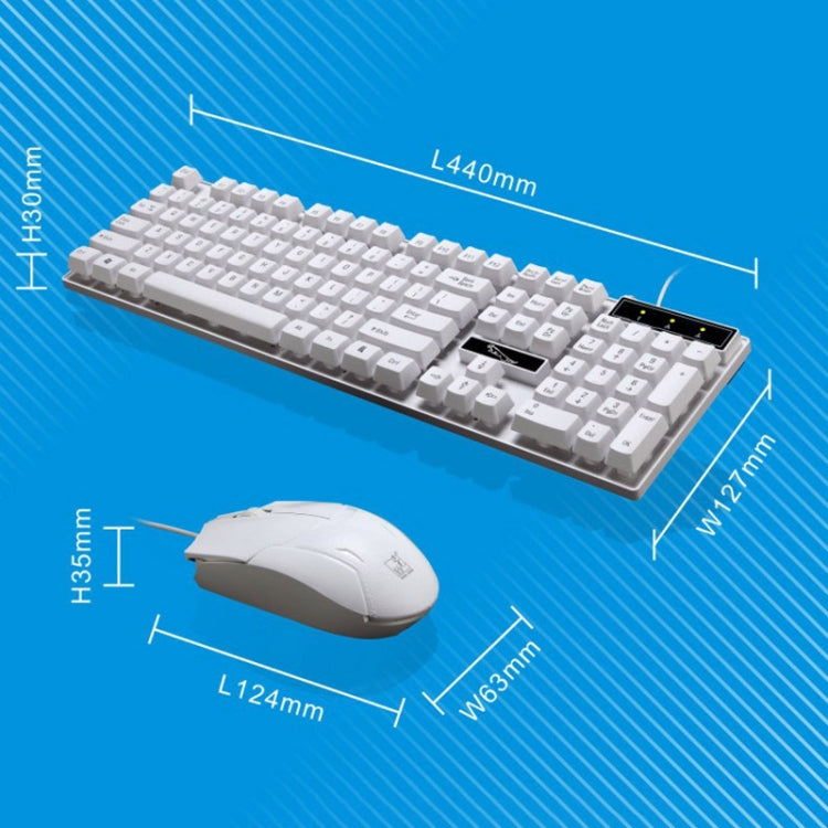 Chasing Leopard Q17 104 tasti Tastiera da ufficio con sospensione cablata USB + set mouse simmetrico cablato, Lunghezza cavo tastiera: 1,4 m, Lunghezza cavo mouse: 1,3 m, Q17 White, Q17 Black