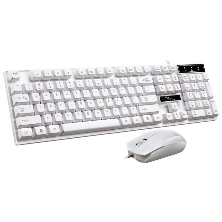 Chasing Leopard Q17 104 tasti Tastiera da ufficio con sospensione cablata USB + set mouse simmetrico cablato, Lunghezza cavo tastiera: 1,4 m, Lunghezza cavo mouse: 1,3 m, Q17 White, Q17 Black