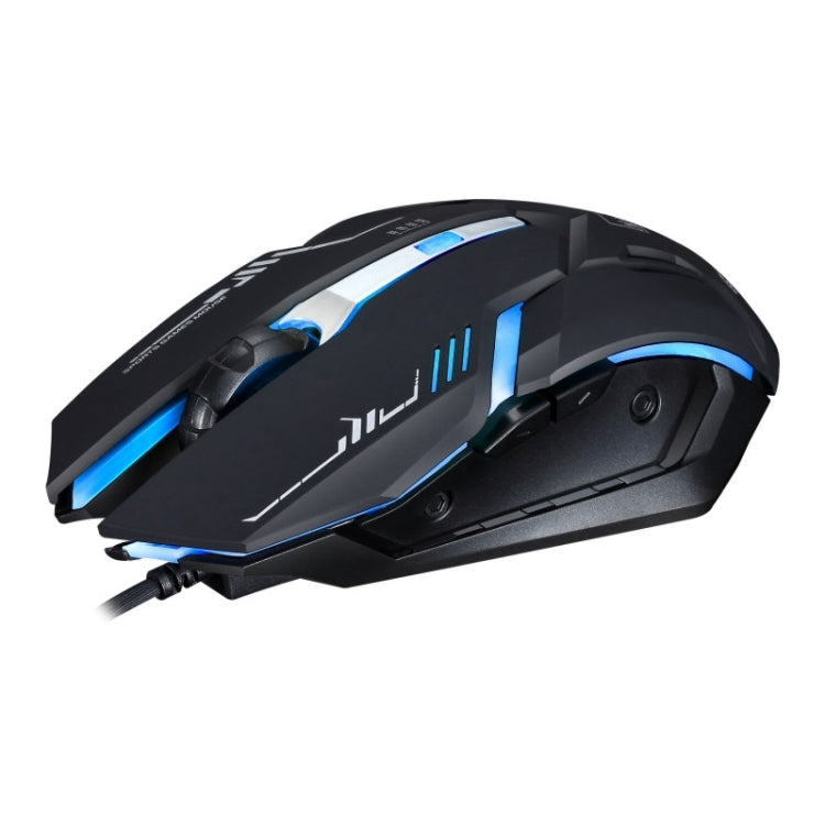Chasing Leopard V17 USB 2400 DPI Mouse da gioco ottico cablato con motivo di linea regolabile a quattro velocità con luce respiratoria a LED, Lunghezza: 1,45 m, V17, V17 Jet Black