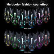 Chasing Leopard V17 USB 2400 DPI Mouse da gioco ottico cablato con motivo di linea regolabile a quattro velocità con luce respiratoria a LED, Lunghezza: 1,45 m, V17, V17 Jet Black