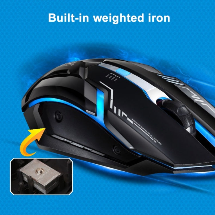 Chasing Leopard V17 USB 2400 DPI Mouse da gioco ottico cablato con motivo di linea regolabile a quattro velocità con luce respiratoria a LED, Lunghezza: 1,45 m, V17 Black, V17 Jet Black, V17 White
