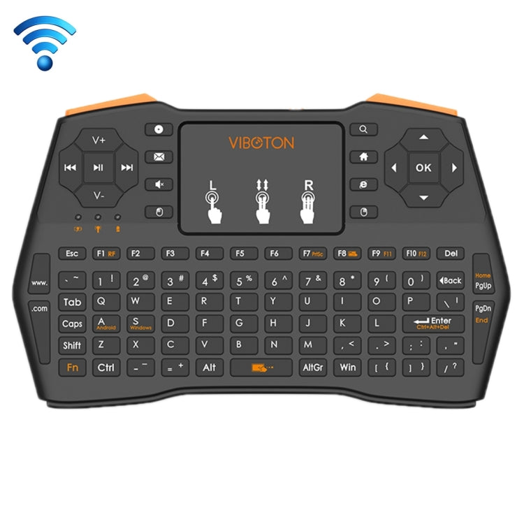 VIBOTON i8 Plus Mini tastiera wireless QWERT da 2,4 GHz aggiornata con touchpad per TV Box, Mi Box, computer, tablet, laptop e proiettore (nero), Wireless Keyboard