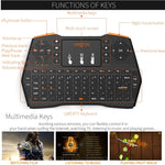 VIBOTON i8 Plus Mini tastiera wireless QWERT da 2,4 GHz aggiornata con touchpad per TV Box, Mi Box, computer, tablet, laptop e proiettore (nero), Wireless Keyboard