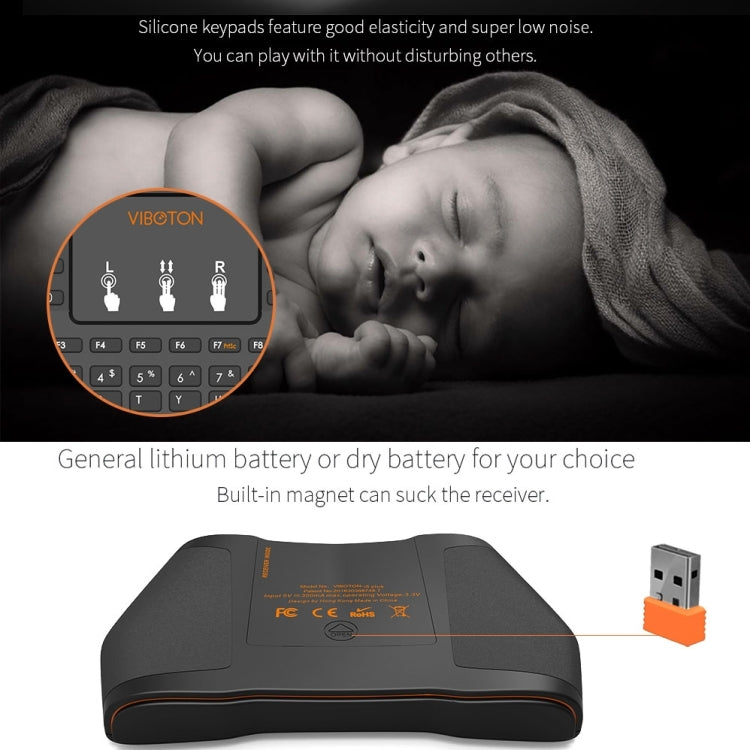 VIBOTON i8 Plus Mini tastiera wireless QWERT da 2,4 GHz aggiornata con touchpad per TV Box, Mi Box, computer, tablet, laptop e proiettore (nero), Wireless Keyboard