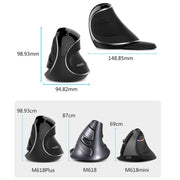 Mouse ergonomico verticale portatile wireless DELUX M618 Plus 2.4G 1600 DPI, 1600DPI Wireless