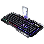 Tastiera da gioco ZGB G700 104 tasti USB cablata meccanica con sospensione a pannello metallico luminoso con supporto per telefono