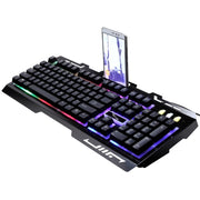 Tastiera da gioco ZGB G700 104 tasti USB cablata meccanica con sospensione a pannello metallico luminoso con supporto per telefono