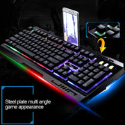 Tastiera da gioco ZGB G700 104 tasti USB cablata meccanica con sospensione a pannello metallico luminoso con supporto per telefono