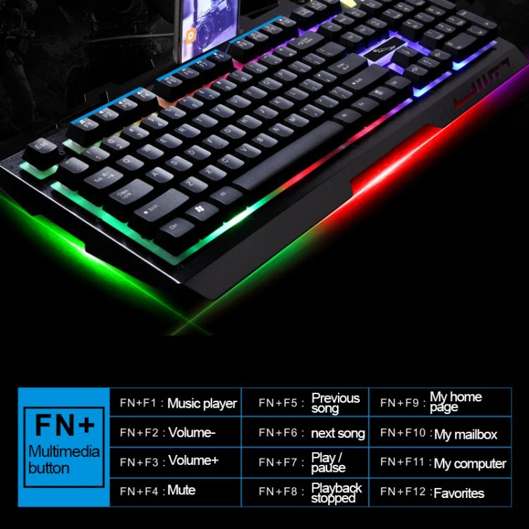 Tastiera da gioco ZGB G700 104 tasti USB cablata meccanica con sospensione a pannello metallico luminoso con supporto per telefono