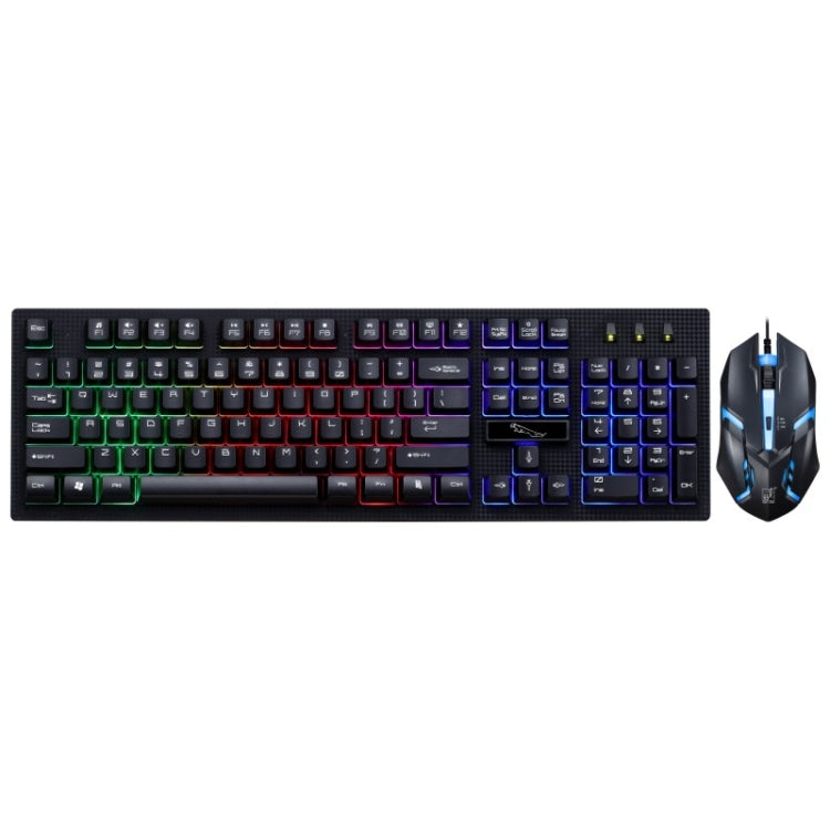 ZGB G20 1600 DPI Tastiera a sospensione meccanica professionale cablata luminosa + kit mouse ottico per laptop, PC