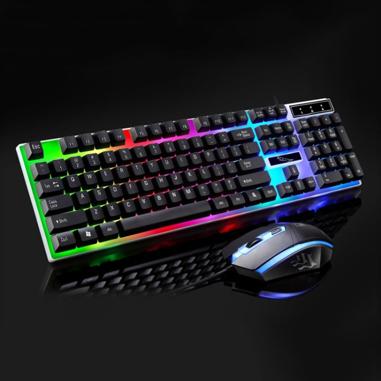 ZGB G21 1600 DPI Professionale Wired Retroilluminazione colorata Tastiera a sospensione meccanica + Kit mouse ottico per laptop, PC