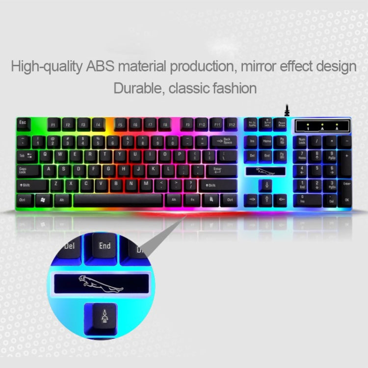 ZGB G21 1600 DPI Professionale Wired Retroilluminazione colorata Tastiera a sospensione meccanica + Kit mouse ottico per laptop, PC