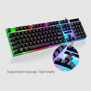 ZGB G21 1600 DPI Professionale Wired Retroilluminazione colorata Tastiera a sospensione meccanica + Kit mouse ottico per laptop, PC