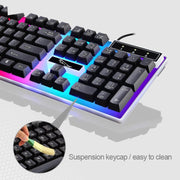 ZGB G21 1600 DPI Professionale Wired Retroilluminazione colorata Tastiera a sospensione meccanica + Kit mouse ottico per laptop, PC