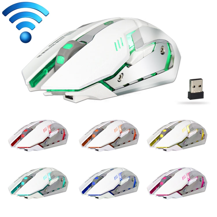 Mouse da gioco ottico ergonomico regolabile ZERODATE X70 2,4 GHz wireless a 6 tasti 2400 DPI con luce respiratoria, X70 Black, X70 White