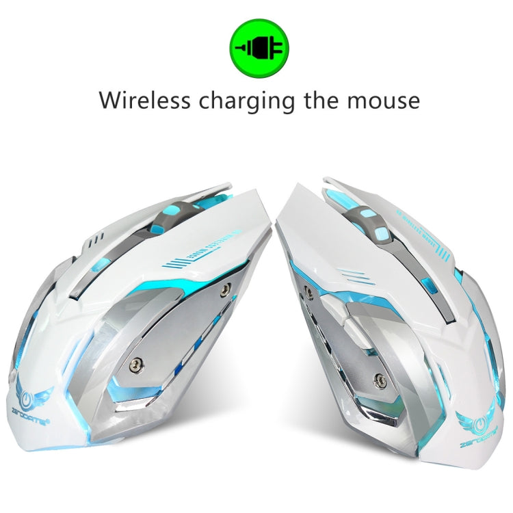 Mouse da gioco ottico ergonomico regolabile ZERODATE X70 2,4 GHz wireless a 6 tasti 2400 DPI con luce respiratoria, X70 Black, X70 White