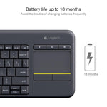 Tastiera touch control wireless Logitech K400 Plus da 2,4 GHz, portata wireless: 10 m, Logitech K400 Plus
