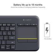 Tastiera touch control wireless Logitech K400 Plus da 2,4 GHz, portata wireless: 10 m, Logitech K400 Plus