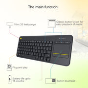 Tastiera touch control wireless Logitech K400 Plus da 2,4 GHz, portata wireless: 10 m, Logitech K400 Plus