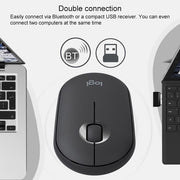 Mouse ottico wireless Bluetooth silenzioso Logitech Pebble Cobblestone a 3 tasti, 1000 DPI, portata wireless: 10 m
