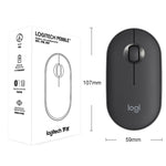 Mouse ottico wireless Bluetooth silenzioso Logitech Pebble Cobblestone a 3 tasti, 1000 DPI, portata wireless: 10 m