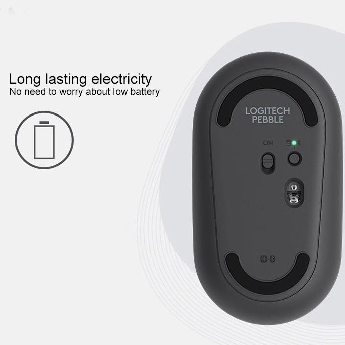 Mouse ottico wireless Bluetooth silenzioso Logitech Pebble Cobblestone a 3 tasti, 1000 DPI, portata wireless: 10 m