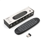 C120 Mouse ad aria retroilluminato Tastiera wireless da 2,4 GHz Giroscopio 3D Senso Telecomando Android per PC, TV Box Android / Smart TV, Dispositivi di gioco, White Backlight Keyboard