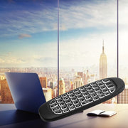 C120 Mouse ad aria retroilluminato Tastiera wireless da 2,4 GHz Giroscopio 3D Senso Telecomando Android per PC, TV Box Android / Smart TV, Dispositivi di gioco, White Backlight Keyboard
