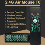 T6 Versione colorata leggera Air Mouse Tastiera wireless da 2,4 GHz Telecomando con touchpad e apprendimento IR per PC, TV Box Android / Smart TV, dispositivi multimediali, T6