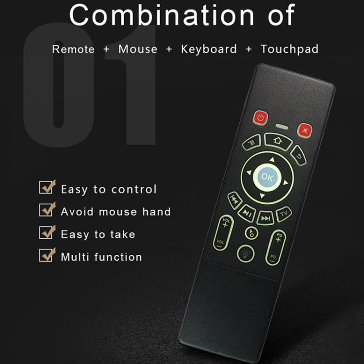 T6 Versione colorata leggera Air Mouse Tastiera wireless da 2,4 GHz Telecomando con touchpad e apprendimento IR per PC, TV Box Android / Smart TV, dispositivi multimediali, T6