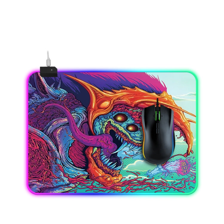 Tappetino per mouse illuminato con motivo Computer Monster, dimensioni: 35 x 25 x 0,4 cm, 35 x 25 x 0.4cm