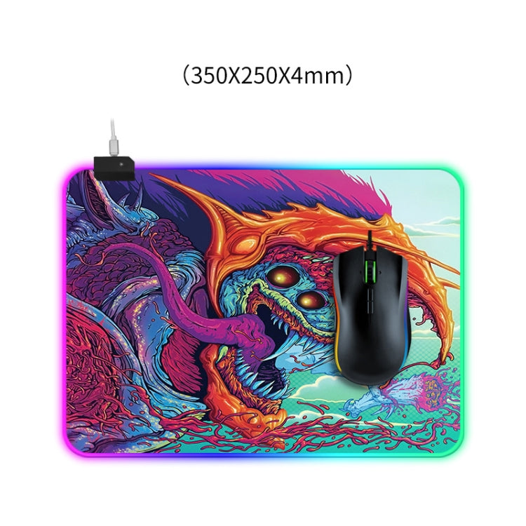 Tappetino per mouse illuminato con motivo Computer Monster, dimensioni: 35 x 25 x 0,4 cm, 35 x 25 x 0.4cm