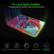 Tappetino per mouse illuminato con motivo Computer Monster, dimensioni: 90 x 30 x 0,4 cm, 90 x 30 x 0.4cm