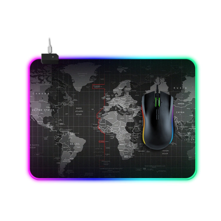Tappetino per mouse illuminato con motivo mappa del mondo del computer, dimensioni: 35 x 25 x 0,4 cm, 35 x 25 x 0.4cm