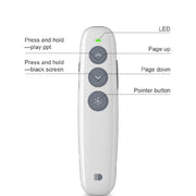 Doosl DSIT007 Penna con telecomando Cliker wireless per presentazioni Powerpoint ricaricabile da 2,4 GHz, distanza di controllo: 100 m (bianco), DSIT007