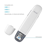 Doosl DSIT007 Penna con telecomando Cliker wireless per presentazioni Powerpoint ricaricabile da 2,4 GHz, distanza di controllo: 100 m (bianco), DSIT007