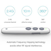Doosl DSIT007 Penna con telecomando Cliker wireless per presentazioni Powerpoint ricaricabile da 2,4 GHz, distanza di controllo: 100 m (bianco), DSIT007
