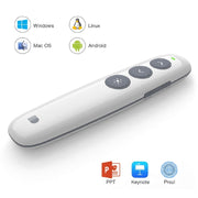 Doosl DSIT007 Penna con telecomando Cliker wireless per presentazioni Powerpoint ricaricabile da 2,4 GHz, distanza di controllo: 100 m (bianco), DSIT007