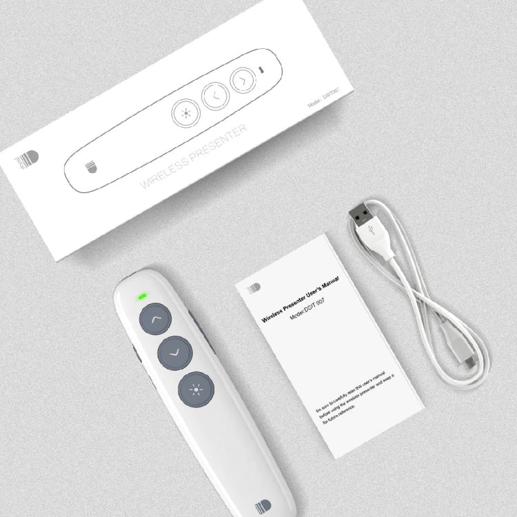 Doosl DSIT007 Penna con telecomando Cliker wireless per presentazioni Powerpoint ricaricabile da 2,4 GHz, distanza di controllo: 100 m (bianco), DSIT007