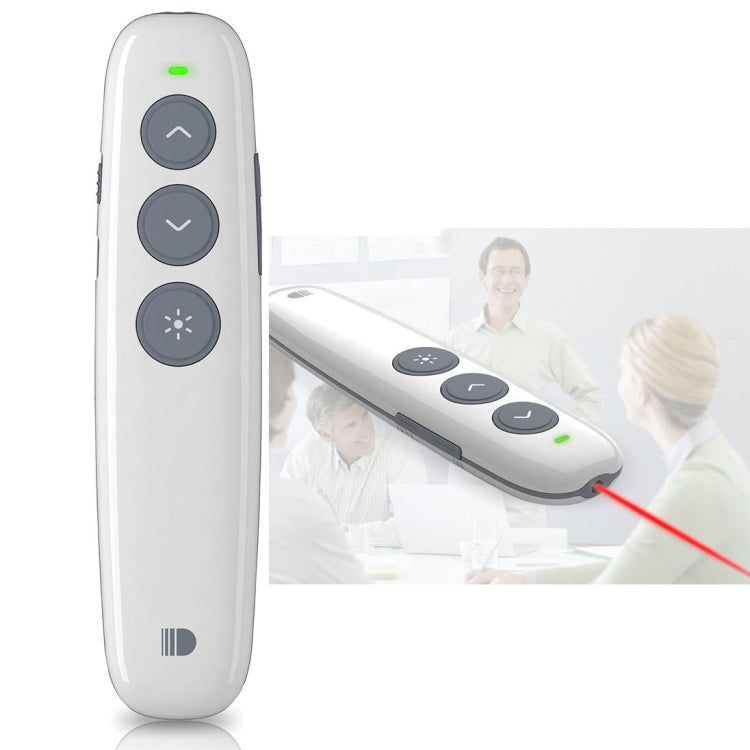 Doosl DSIT007 Penna con telecomando Cliker wireless per presentazioni Powerpoint ricaricabile da 2,4 GHz, distanza di controllo: 100 m (bianco), DSIT007