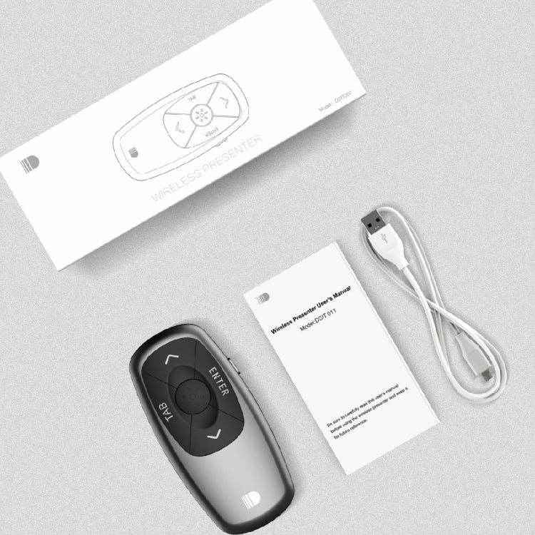 Doosl DSIT011 Mini telecomando ricaricabile per presentazioni PowerPoint da 2,4 GHz, distanza di controllo: 100 m (nero)