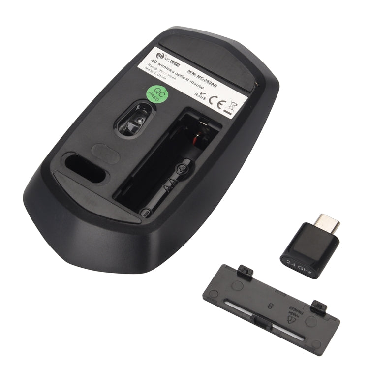 MCSaite MC-369AG Mouse ottico wireless USB-C/Type-C 1600 DPI regolabile a tre velocità a 4 pulsanti
