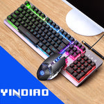 YINDIAO K002 Tastiera retroilluminata RGB con sensazione meccanica cablata USB + set mouse ottico silenzioso, RGB Backlight / Black, RGB Backlight / Silent / Black, Orange Backlight / Black, RGB Backlight / White